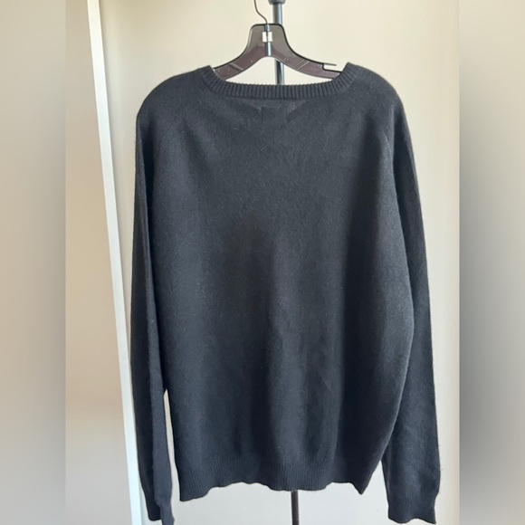 NWT George designer Mens 100% Cashmere Sweater 2 ply black slate gray V neck XXL - Picture 7 of 16